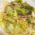 Hana☆お菓子's cooksnap of when they made サバ缶とレタスのスパゲティ.