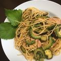 梅イヌ's cooksnap of when they made ゴーヤと茄子☆スペシャルバター醤油パスタ.