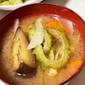 クックmichi☆♪'s cooksnap of when they made なす&ゴーヤと油揚げのお味噌汁.