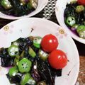 ひっこ's cooksnap of when they made 金時草とオクラの酢の物.