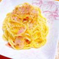 プー♡'s cooksnap of when they made 生クリーム無し！卵1個で絶品カルボナーラ.