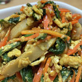 ♬ゆっち♬'s cooksnap of when they made ほうれん草と角天と人参とたまごの炒め物.