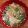 namadu's cooksnap of when they made 餃子の皮と具でリメイク♪ワンタンスープ.