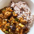 クックKWUVN0☆'s cooksnap of when they made レンジで！大豆のお肉のなすキーマカレー.