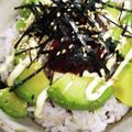あたりめっこ's cooksnap of when they made サバの水煮缶とアボカドのコチュマヨ丼.