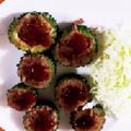 のりピ〰's cooksnap of when they made ゴーヤの肉詰め.