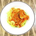 LimeLunch's cooksnap of when they made エビとベーコンのトマトソース.