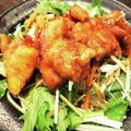 さらっちぃ's cooksnap of when they made 甘辛チキンのサラスパ♬（セブンイレブン）.