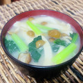 料理男子部's cooksnap of when they made なめこ 小松菜 油揚げの味噌汁^^.