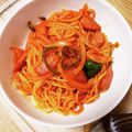 もにゃっこ's cooksnap of when they made 水漬けパスタの糸引くナポリタン.