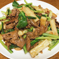 vabochan's cooksnap of when they made 小松菜と長芋、牛肉のオイスターソース炒め.