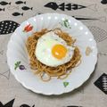 おはなすき's cooksnap of when they made 目玉焼きのせミートソーススパゲティ♪.