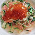 Miyuki0982's cooksnap of when they made イクラとスモークサーモンのクリームパスタ.