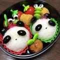 クック0CN3Y2☆'s cooksnap of when they made 余った黒豆で！パンダおにぎりキャラ弁にも.