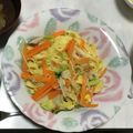 Ryo．738's cooksnap of when they made 白菜とちくわde和風チーズパスタ♪.