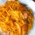 lalamilk's cooksnap of when they made 焼きそば麺でナポリタンチーズ焼き.