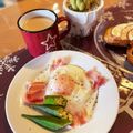 青空にうかぶくも's cooksnap of when they made 朝食に♪レンジでベーコンエッグ.