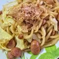 桜空星's cooksnap of when they made ウィンナーとキャベツ✿特急❀焼きうどん✿.