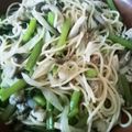 茶ッ子♪'s cooksnap of when they made 豚肉とツルムラサキの和風パスタ.