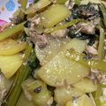 ♡maickey♡'s cooksnap of when they made 小松菜とじゃがいもとサバ缶のポン酢炒め.