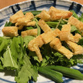 くじら食堂's cooksnap of when they made 大根と水菜と油揚げの山椒ドレッシング和え.