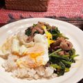 ごめっきー's cooksnap of when they made 豚肉と小松菜のスタミナ丼.