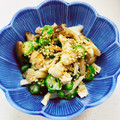 あっこ姉's cooksnap of when they made オクラとしめじとささみのゴマめんつゆ和え.