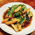 ちゃちゃまる26's cooksnap of when they made さつま揚げとほうれん草の焼鳥のタレ炒め.