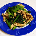 mamaさん1221's cooksnap of when they made 簡単3分！小松菜と豚肉のにんにく醤油炒め.
