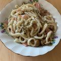 クックあさみちゃん's cooksnap of when they made しめじとベーコンのペペロンチーノうどん.