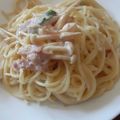 まーく71's cooksnap of when they made 牛乳で作るしめじとベーコンクリームパスタ.