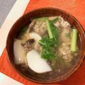 caruga's cooksnap of when they made カブの葉肉団子＆カブの春雨スープ.