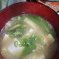まゆみきママ's cooksnap of when they made 丸オクラと油揚げのお味噌汁.