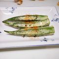 アヒる子's cooksnap of when they made オクラのピリ辛マヨネーズ焼き.
