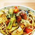 ねこねこ専業主婦's cooksnap of when they made 【お昼ご飯】ナスとトマトの塩パスタ.