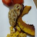 ねこはがき's cooksnap of when they made レンコンとかぼちゃの添え物・付け合わせ.