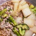 ぱんだロボット's cooksnap of when they made 挽き肉と大根、ブロッコリーのオイスター煮.
