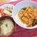 sy＊'s cooksnap of when they made かぼちゃのそぼろ煮込みうどん.