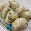 papikun's cooksnap of when they made 博多風おにぎり☆メンタイ高菜チーズ.