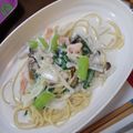 クック822's cooksnap of when they made 鮭フレークとほうれん草のクリームパスタ.