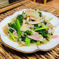 料理男子部's cooksnap of when they made ほうれん草と舞茸のベーコン炒め.