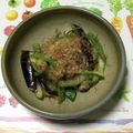 おはなすき's cooksnap of when they made ナス胡瓜ピーマン麺つゆマヨ炒め鰹節のせ.
