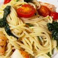 aym_mum's cooksnap of when they made 小海老とほうれん草のペペロンチーノ.