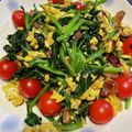 クック茶々茶's cooksnap of when they made ベーコンとほうれん草の卵炒め.