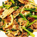mietan-yutan's cooksnap of when they made 蓮根と小松菜のオイスターソース炒め♪♪.