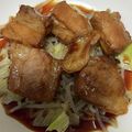 いちご2013's cooksnap of when they made 厚切り豚ばら肉の照り焼き・もやし添え.