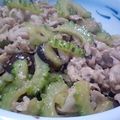 ｼｭｳｼｭｳ's cooksnap of when they made 豚肉とゴーヤとナスの味噌炒め.