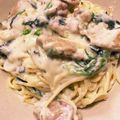 ma616y's cooksnap of when they made 鶏肉とホウレンソウの和風クリームパスタ.