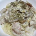 あいたんmama♡'s cooksnap of when they made 簡単☆ベーコンとキノコのクリームパスタ.