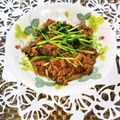 ♪としクック♪'s cooksnap of when they made 牛バラ肉と豆苗のこってり炒め.